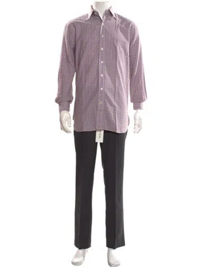 Pre-owned Paul Stuart Plaid Print Long Sleeve Shirt In Red