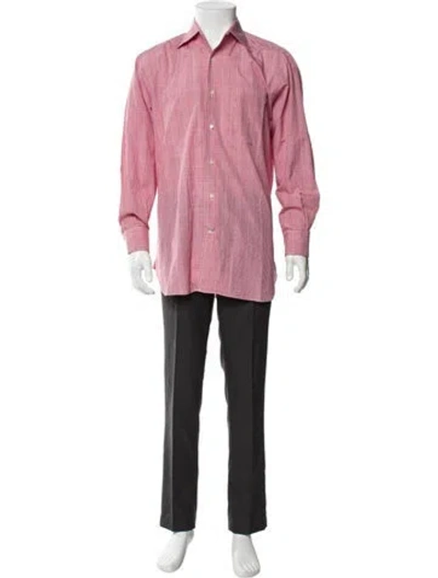 Pre-owned Paul Stuart Plaid Print Long Sleeve Shirt In Red