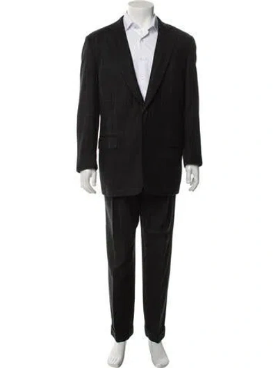 Pre-owned Paul Stuart Plaid Print Two-piece Suit In Black