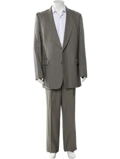 Pre-owned Paul Stuart Plaid Print Two-piece Suit In Gray
