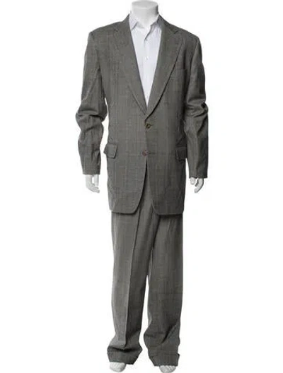 Pre-owned Paul Stuart Plaid Print Two-piece Suit In Grey