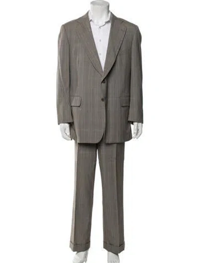 Pre-owned Paul Stuart Plaid Print Two-piece Suit In Neutral