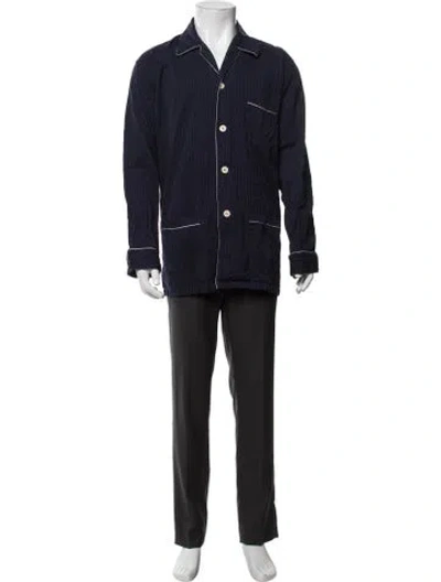 Pre-owned Paul Stuart Printed Pajama Top In Blue