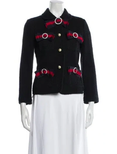 Pre-owned Paul Stuart Shearling Colorblock Pattern Fur Coat In Black