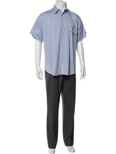 Pre-owned Paul Stuart Short Sleeve Dress Shirt In Blue