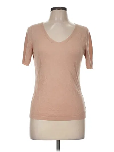 Pre-owned Paul Stuart Short Sleeve Top Tan V-neck Tops