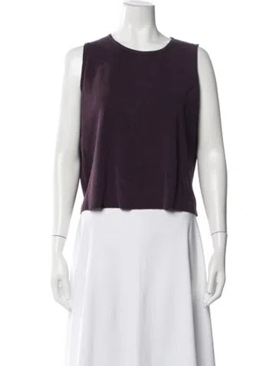 Pre-owned Paul Stuart Silk Crew Neck Top In Purple