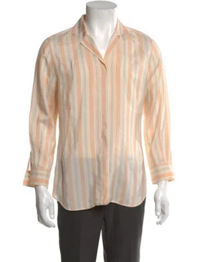 Pre-owned Paul Stuart Silk Striped Shirt In Neutral