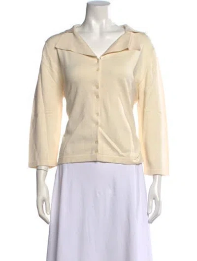Pre-owned Paul Stuart Silk V-neck Sweater In Neutral