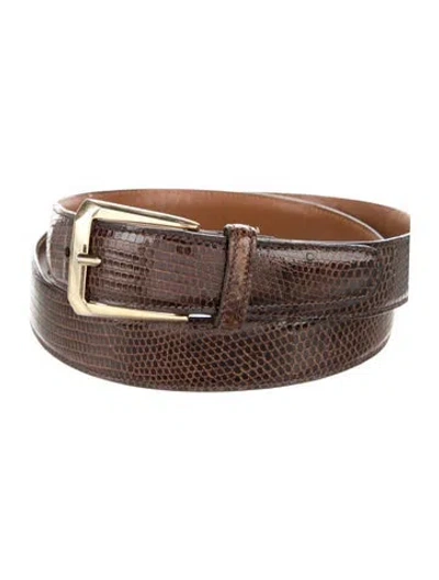 Pre-owned Paul Stuart Skinny Leather Belt In Brown