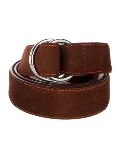 Pre-owned Paul Stuart Skinny Suede Belt In Brown