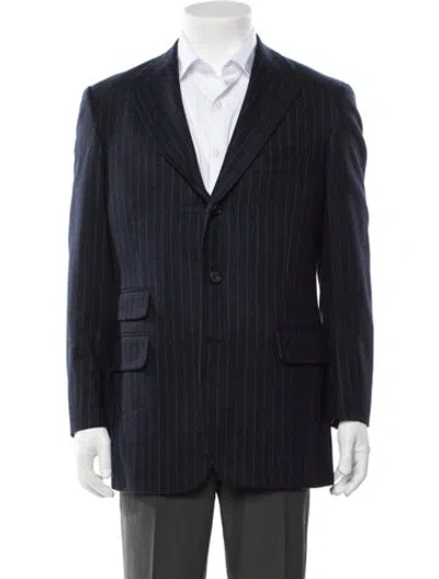 Pre-owned Paul Stuart Striped Blazer In Blue