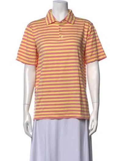 Pre-owned Paul Stuart Striped Crew Neck Polo In Pink