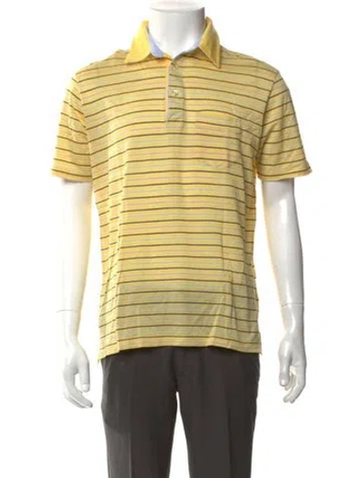 Pre-owned Paul Stuart Striped Crew Neck Polo Shirt In Yellow