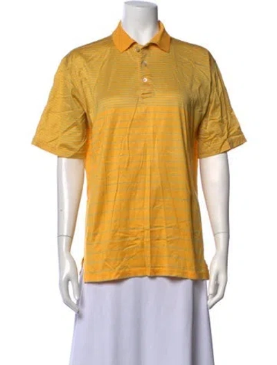 Pre-owned Paul Stuart Striped Crew Neck Polo In Yellow