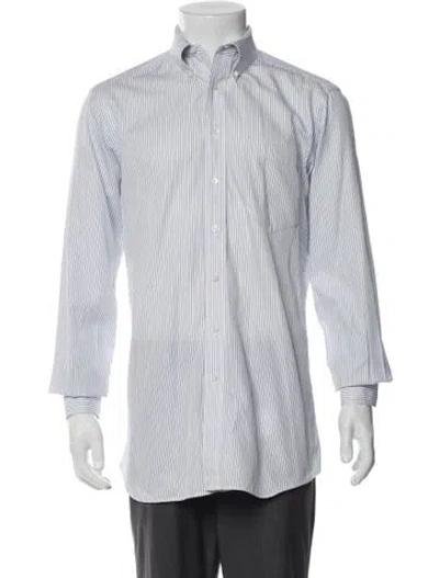 Pre-owned Paul Stuart Striped Long Sleeve Dress Shirt In Black