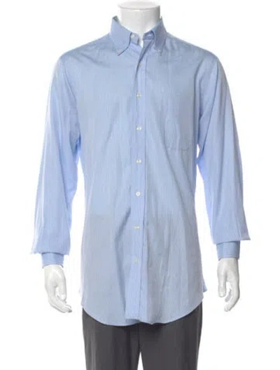 Pre-owned Paul Stuart Striped Long Sleeve Dress Shirt In Blue