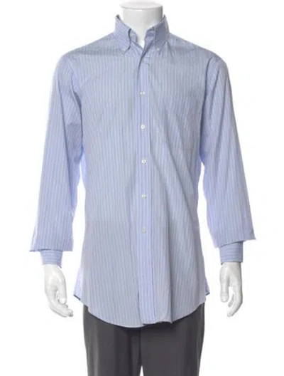 Pre-owned Paul Stuart Striped Long Sleeve Dress Shirt In Blue