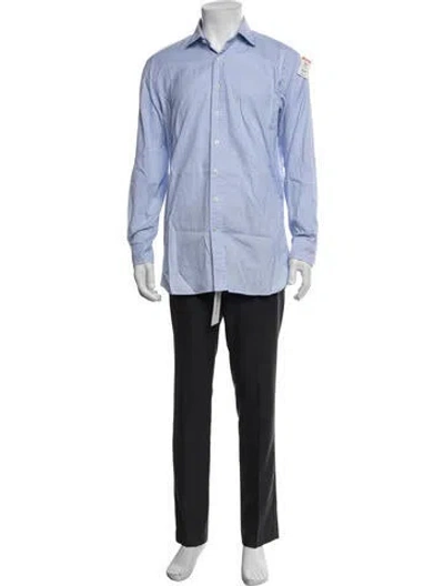 Pre-owned Paul Stuart Striped Long Sleeve Dress Shirt In Blue