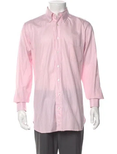 Pre-owned Paul Stuart Striped Long Sleeve Dress Shirt In Pink