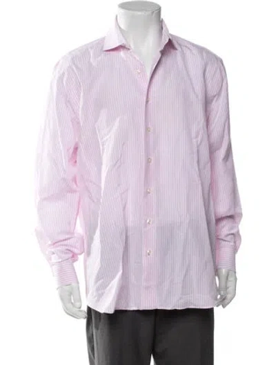 Pre-owned Paul Stuart Striped Long Sleeve Dress Shirt In Pink