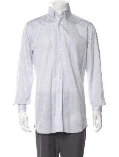 Pre-owned Paul Stuart Striped Long Sleeve Dress Shirt In Purple