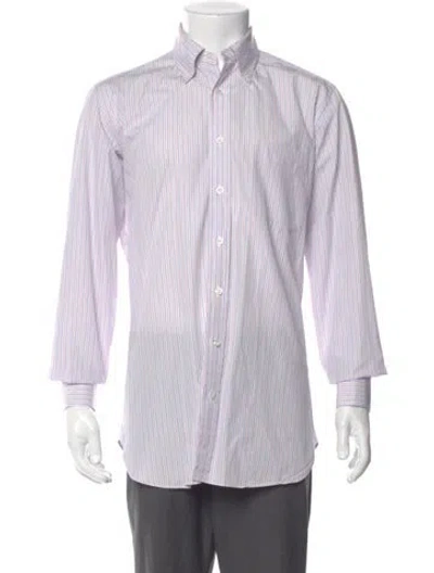 Pre-owned Paul Stuart Striped Long Sleeve Dress Shirt In Purple