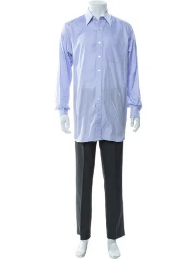 Pre-owned Paul Stuart Striped Long Sleeve Dress Shirt In Purple
