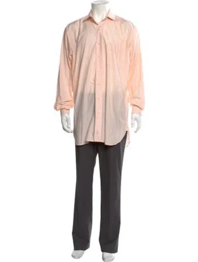 Pre-owned Paul Stuart Striped Long Sleeve Dress Shirt In Yellow
