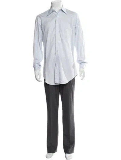 Pre-owned Paul Stuart Striped Long Sleeve Shirt In Blue