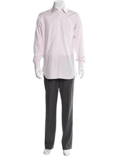 Pre-owned Paul Stuart Striped Long Sleeve Shirt In Pink