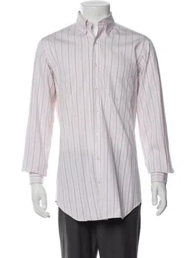 Pre-owned Paul Stuart Striped Long Sleeve Shirt In Pink