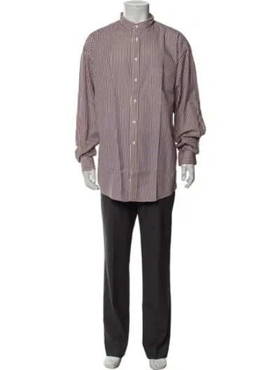 Pre-owned Paul Stuart Striped Long Sleeve Shirt In Purple