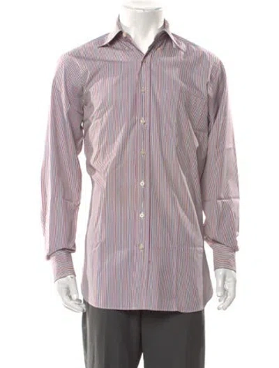 Pre-owned Paul Stuart Striped Long Sleeve Shirt In Red