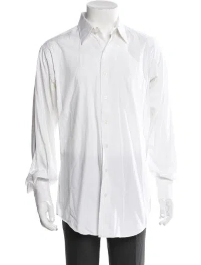 Pre-owned Paul Stuart Striped Long Sleeve Shirt In White