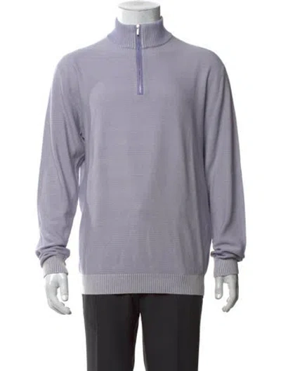 Pre-owned Paul Stuart Striped Mock Neck Pullover In Purple