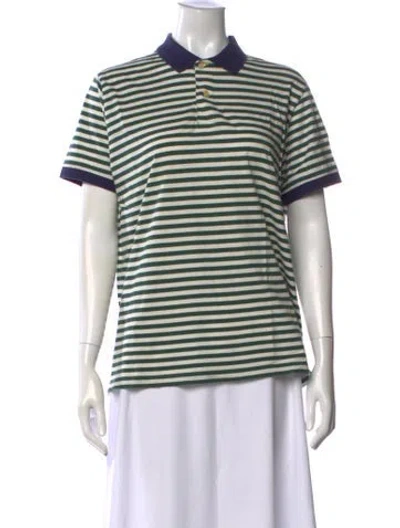 Pre-owned Paul Stuart Striped Short Sleeve Polo In Green