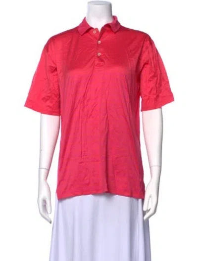 Pre-owned Paul Stuart Striped Short Sleeve Polo In Pink