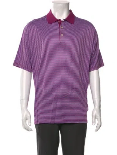 Pre-owned Paul Stuart Striped Short Sleeve Shirt In Purple