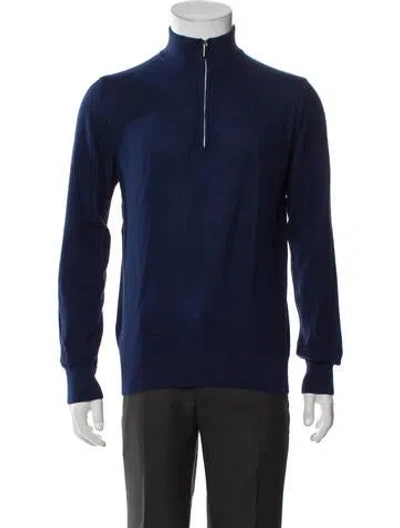 Pre-owned Paul Stuart Striped Windbreaker In Blue