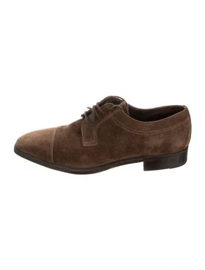 Pre-owned Paul Stuart Suede Oxfords In Brown