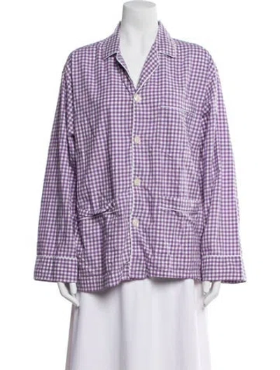 Pre-owned Paul Stuart Top Plaid Print Pajamas In Purple