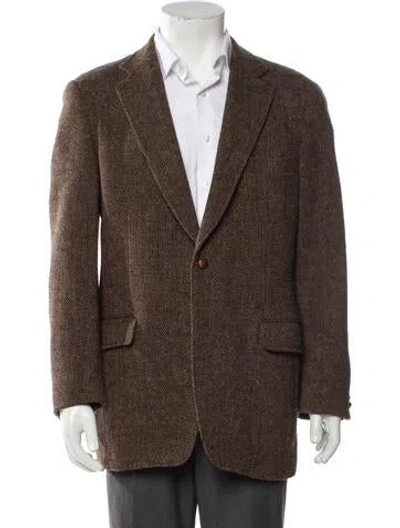 Pre-owned Paul Stuart Tweed Pattern Blazer In Brown