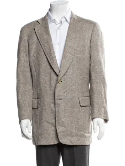 Pre-owned Paul Stuart Tweed Pattern Blazer In Brown