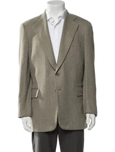 Pre-owned Paul Stuart Tweed Pattern Blazer In Green