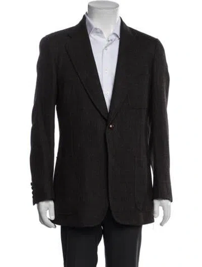 Pre-owned Paul Stuart Tweed Pattern Jacket In Brown