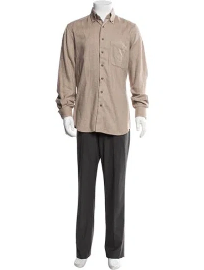Pre-owned Paul Stuart Tweed Pattern Long Sleeve Dress Shirt In Neutrals