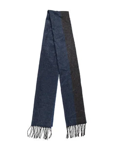 Pre-owned Paul Stuart Tweed Pattern Scarf In Blue