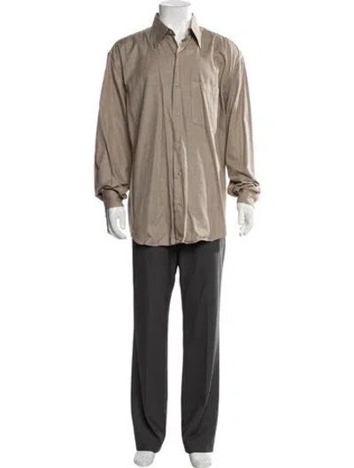 Pre-owned Paul Stuart Vintage Plaid Print Dress Shirt In Neutral