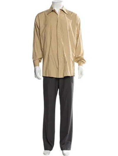Pre-owned Paul Stuart Vintage Striped Dress Shirt In Neutral